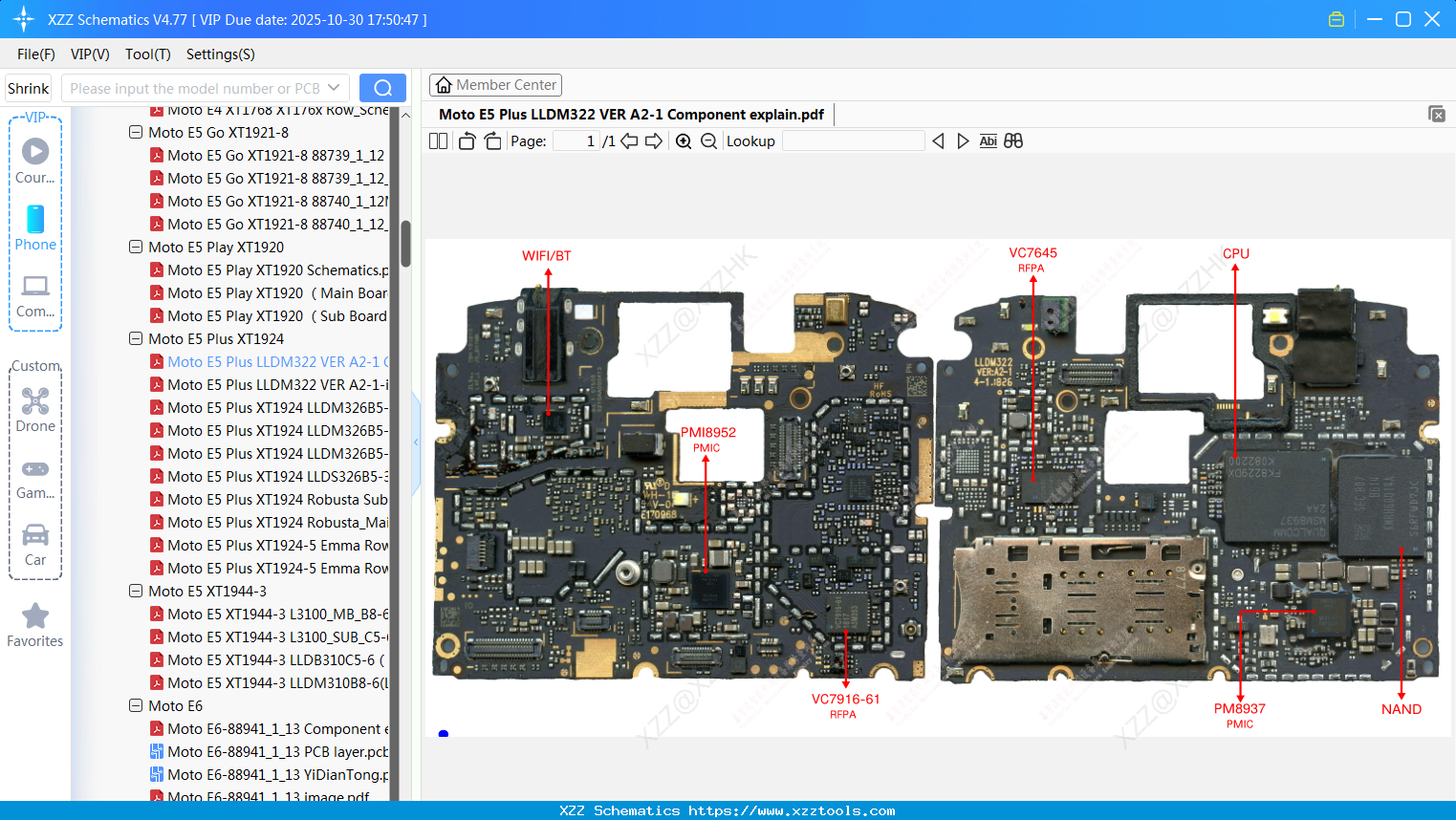 Motorola Moto E5 Plus LLDM322 VER A2-1 Component Explain